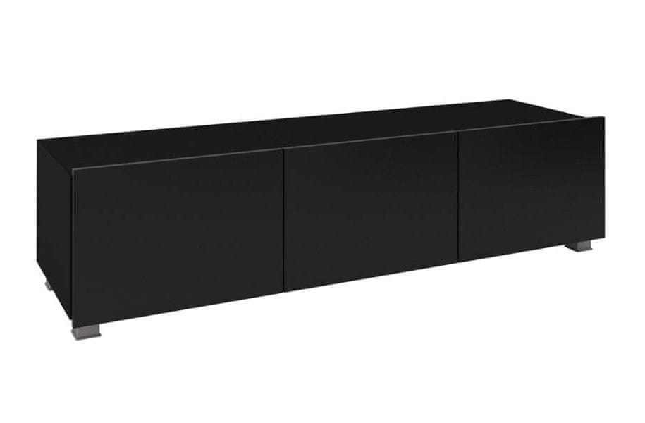 Veneti TV stolík 150 cm CHEMUNG - čierny / lesklý čierny